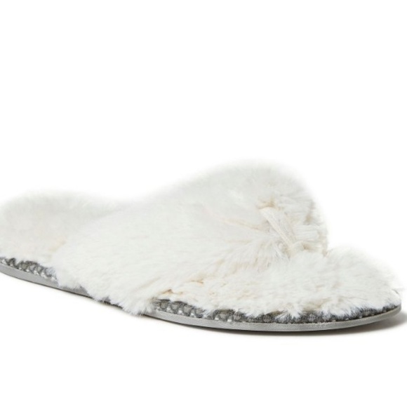 Dearfoams Flip Flop Plush Furry Lined Memory Foam House Shoe Slipper Small 5-6 - Picture 9 of 10